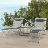 5Pcs Patio Sling Chair Set Folding Lounge Chairs Coffee Table Chair Footrest Set