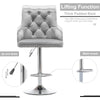 2x Velvet Bar Stools Kitchen High Chair Button Tufted Back Breakfast Stools Grey