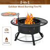 2-in-1 Wood Burning Fireplace Fire Bowl Outdoor Fire Pit with Swivel BBQ Grate