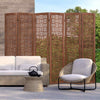 Bedroom Carved Privacy Screen 6-Panel Room Divider-Walnut