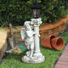 Resin Roman Pillar Angel Statue Figurine Solar Powered Light Outdoor Garden Lamp