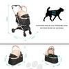 3 in 1 Dog Stroller Pet Puppy Pram Pushchair Travel Cart Buggy Carrier 4 Wheels