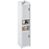 White 5Tier Bathroom Floor Cabinet Standing Storage Cupboard Door Wooden Shelve