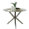 Round Glass Dining Table 90cm Clear Tempered Glass Top with Chrome X-Shaped Legs