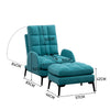 Peacock Blue Velvet Recliner Chair Armchair Lounge Sofa Chair With Footstool Set