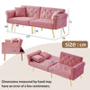 3 Seater Fabric Sofa Bed Click Clack Modern Sleeper Sofa Settee w/ Cushions Pink