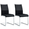 Dining Chairs Set of 2 Faux Leather with Stylish Chrome Cantilever Metal Frame