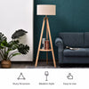 Bedside Light Free Standing Floor Lamp Tripod Holder Storage Shelf Linen Shade