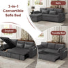 L Shaped 3 Seater Sofa Convertible Sofa Bed with Storage Chaise Corduroy Grey