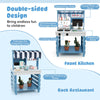 Kids Mud Kitchen Outdoor Wood Kitchen Playset Double-Sided Pretend Play Kitchen