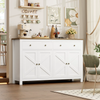 Sideboard Storage Cabinet White 2 Large Drawers 4 Doors Kitchen Living Room Unit