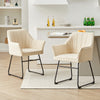 2PC Beige Dining Chair Velvet Padded Seat Dining Room Kitchen Chair Modern