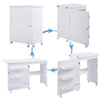 Folding Sewing Table 2 IN 1 Rolling Craft Table Desk Workstation-White
