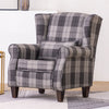 Tartan Fabric Upholstered Armchair Lounge High Wing Chair Sofa Seat
