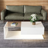 COFFEE TABLE WITH LED LIGHT, HIGH-GLOSS WHITE WITH DRAWER LIVING ROOM FURNITURE