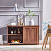 Modern Brown 2 Sliding Doors 2-Tier Shelves Sideboard Storage Cabinet Kitchen