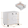 White Office Filing Cabinet Mobile Printer Stand File Storage Drawers Wheels