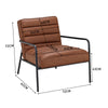 Vintage Faux Tan Leather Armchair Accent Chair Soft Seat Industrial Metal Frame
