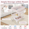 Foldable Waterproof Diaper Changing Station w/ Large Storage Rack-Pink