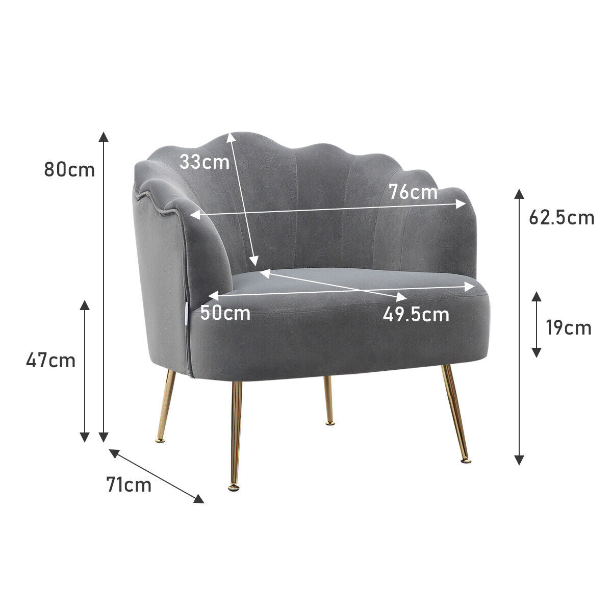 Scallop Shell Chair Grey Velvet Scallop Shell Sofa Chair Wing Back Lotus Seat Accent Armch ...