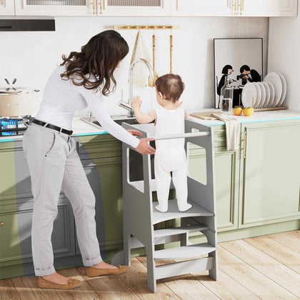 Baby Kitchen Helper Kids Kitchen Step Stool Stepping Stool-Grey