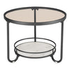 Luxury Glass Coffee Table 2-Tier Metal Frame Round End Table with Storage Shelf