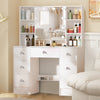 White Dressing Table LED Mirror 7 Drawers Vanity Makeup Desk Set Bedroom 3Modes