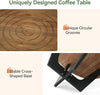 Round Wood Coffee Table, Farmhouse 31.5" Small Center Tea Table for Living Room