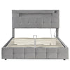 Hydraulic Ottoman Storage Bed 4ft6 Double Upholstered Bed Frame with LED Grey
