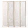 COSTWAY Boho 4-Panel Room Divider 166cm Privacy Screen with Carved Pattern