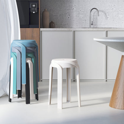 10X Stackable Dining Chairs Round Stools Set Plastic Leg Lounge Bar Home Kitchen