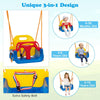 3-in-1 Kids Swing Set Metal A-Frame Stand Swing Playset Platform Tree Swing Seat
