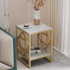 FATIVO 2 Tier White Marble Side End Table Golden Frame Lounge Sofa Beside Table