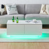 High Gloss Coffee Table White LED with 4 Drawers 16 Colors Adjustable Modern