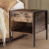 Rustic Square Bedside Table With Drawer Lamp Cupboard Cabinet Unit Furniture NEW