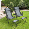 Set of 2 Folding Camping Chairs & Ottoman 7-Position Adjustable Recliner Chair