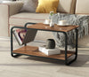 Industrial Coffee Table with Storage Shelf Center Table Metal Frame Living Room