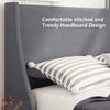 3ft Single Bed Frame Grey With Legs Strong Upholstered Bed with Winged Headboard