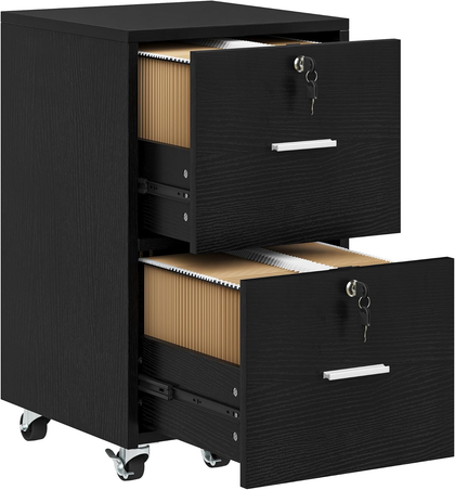 Mobile File Cabinet for Home Office, 2-Drawer, Small Rolling Filing Cabinet, Pri