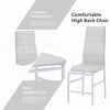 4pcs White Faux Leather Dining Chairs & Grey Tempered Glass Dining Table Set