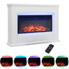 Fireplace Electric LED Log Fire Flame White Suite FreeStanding Heater Set 34inch