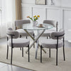 5Pcs Modern Dining Table Set 4 Chairs Glass Table with 4 Boucle Kitchen Chairs