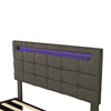 Upholstered Bed with LED Lights and 4 Storage Drawers Platform Bed Frame Grey