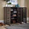 3 Door Shoe Storage Cabinet Dark Brown Wooden Rack Stand Cupboard Slatted Doors