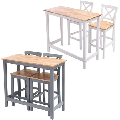 3pcs Bistro Breakfast Bar Dining Table And Chair Set Wooden Kitchen Furniture