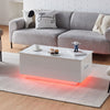 High Gloss LED Coffee Table Living Room Storage Lift Top Power Outlet Socket