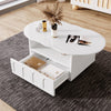 Cloud-Shaped Coffee Table with Drawer and Storage Compartments, White