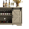 Sliding Barn Door Sideboard Storage Cabinet Coffee Bar TV Stand Farmhouse Style