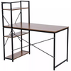 Industrial Writing Desk with Bookshelf Rustic Metal Home Office Workstation