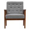 Mid-Century Modern Wooden Frame Armchair Deep Button Padded Lounge Tub Chair UK